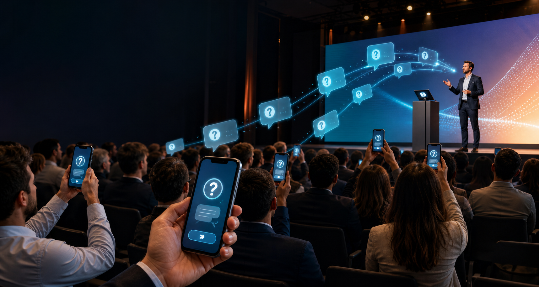 Domande inviate dalla platea al relatore con askMe durante una sessione Q&A live