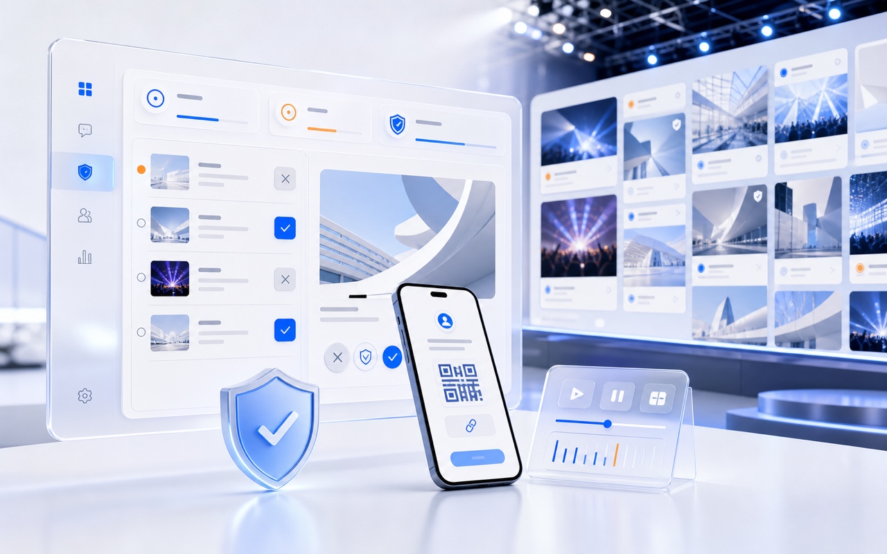 Dashboard regia eventWall per gestire eventi, post, monitor e contenuti live