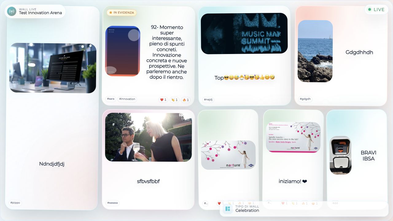 Social wall eventWall con contenuti del pubblico su maxischermo