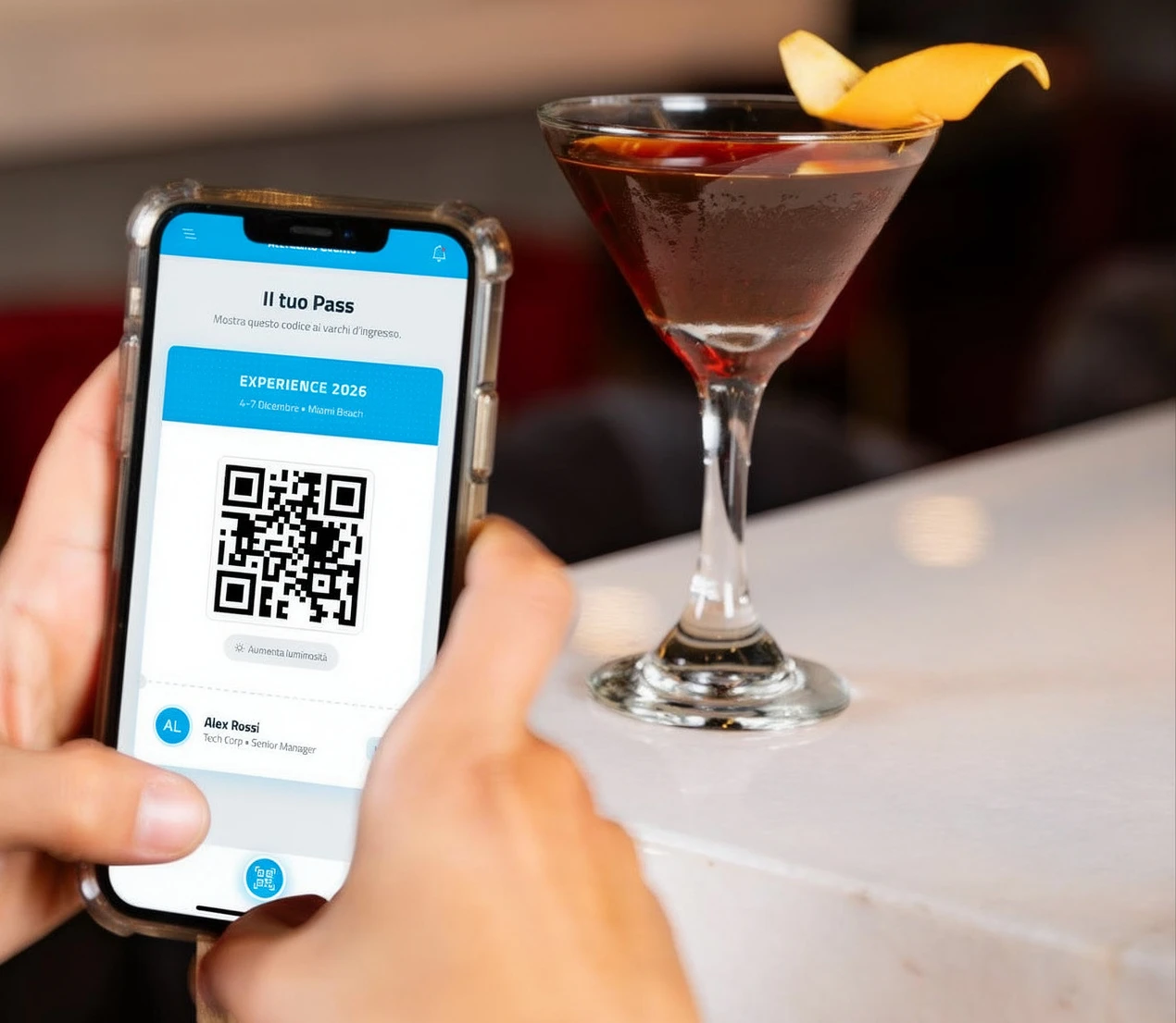 Uso del QR code per free drink ed extra evento