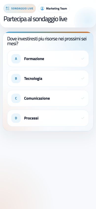Schermata mobile pollMe con sondaggio attivo